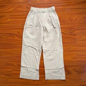 A&F Sloane Linen-Blend Tailored Wide Leg Pant XS short